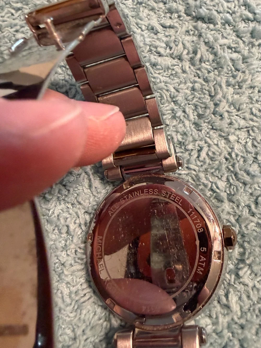Michael Kors MK-6314 Two-Tone Rose Gold & Silver Gemmed Bezel Watch Works